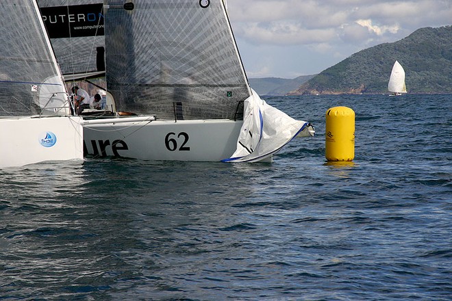 Celestial and Accenture Yeah Baby make for the mark. - Sail Port Stephens &copy;  John Curnow