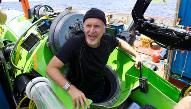 Filmmaker and National Geographic Explorer-in-Residence James Cameron emerges from the DEEPSEA CHALLENGER submersible after his successful solo dive to the Mariana Trench, the deepest part of the ocean. The dive was part of DEEPSEA CHALLENGE, a joint scientific expedition by Cameron, the National Geographic Society and Rolex to conduct deep-ocean research.  © Mark Thiessen National Geographic