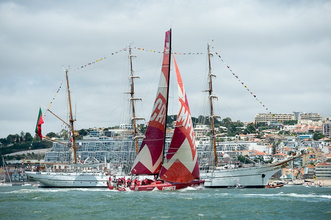 Camper with Emirates Team New Zealand before the start of Leg eight from Lisbon, Portugal. Volvo Ocean race 2011-12.  © Chris Cameron/ETNZ http://www.chriscameron.co.nz