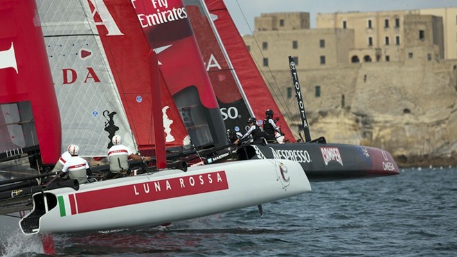Luna Ross in action with Emirates Team NZ © ACEA - Photo Gilles Martin-Raget http://photo.americascup.com/