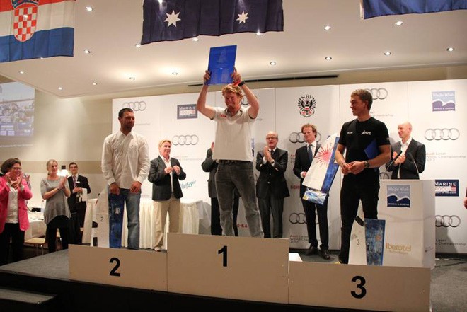 Tom Slingsby during prizegiving ceremonies - Laser World Championship 2012 © Deike Flemming http://www.laserworldchampionship.com/