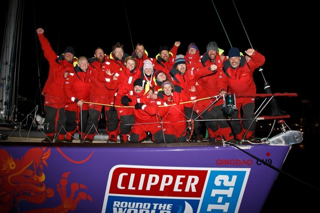 Qingdao arrives in Oakland, San Francisco Bay, on 1 Apil crossing the Race 9 finish line in the race across the Pacific Ocean from China -Clipper 11-12 Round the World Yacht Race © Abner Kingman/onEdition