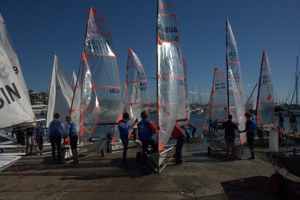 RQYS 29er Traffic Line Out To Bravo Course - 2012 AUS Mid-Winter Youth Championships photo copyright David Price taken at  and featuring the  class