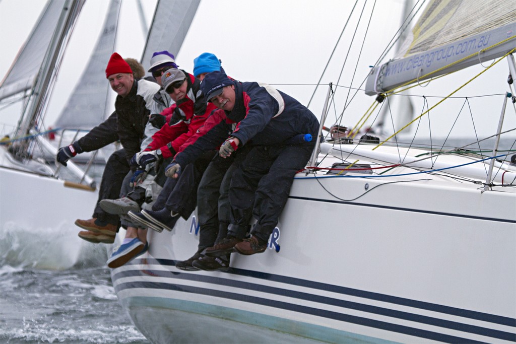 The the happy team of Nutcracker. NB. Full wet weather gear and bare ankles - hmmmmmmm. - Helly Hansen Winter Series ©  Alex McKinnon Photography http://www.alexmckinnonphotography.com