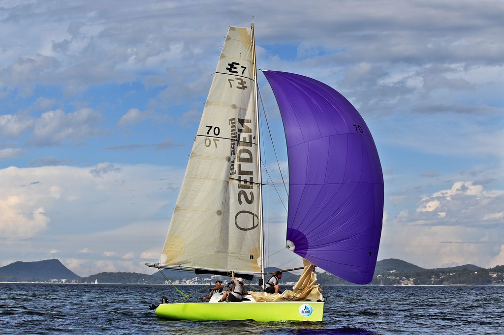 Selden Deck Hardware races in the Elliot 7 Class during 2012 Sail Port Stephens Regatta  Day 6. © Matt King /Sail Port Stephens 2012