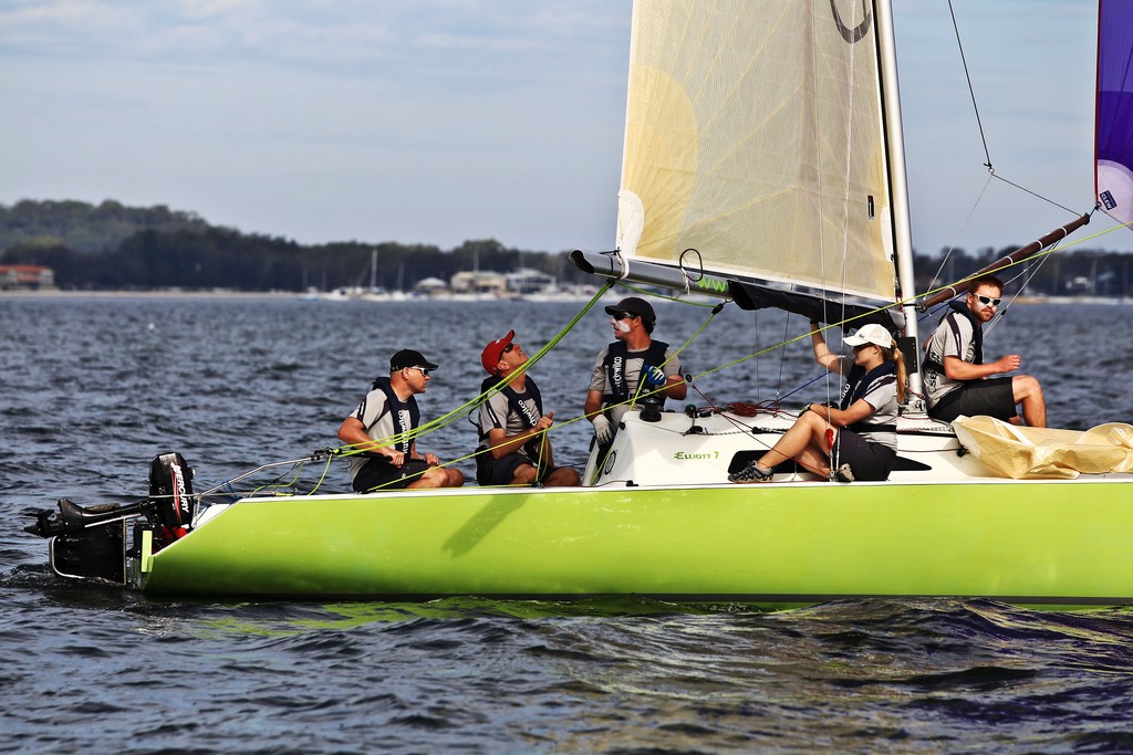 Seldon Deck Hardware races in the Elliot 7 Class during 2012 Sail Port Stephens Regatta hosted by Corlette Point Sailing Club Day 6. © Matt King /Sail Port Stephens 2012