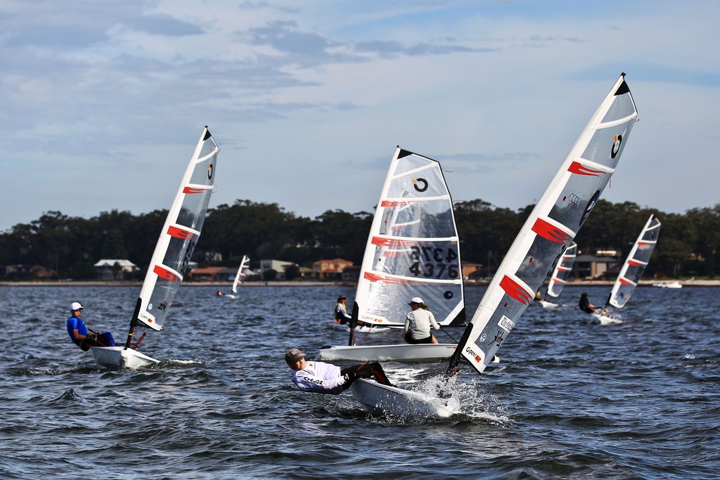 Junior Regatta Racing during 2012 Sail Port Stephens Regatta hosted by Corlette Point Sailing Club Day 5. Picture by Matt King Sail Port Stephens Media Event © Matt King /Sail Port Stephens 2012