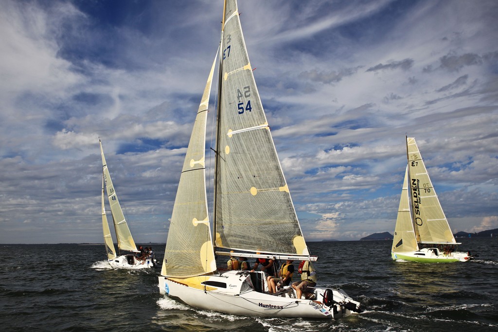 Huntress in the Elliot 7 Class during 2012 Sail Port Stephens Regatta hosted by Corlette Point Sailing Club Day 5. Picture by Matt King Sail Port Stephens Media Event photo copyright Matt King /Sail Port Stephens 2012 taken at  and featuring the  class