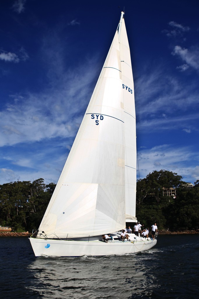 Margaret Rintoul V crosses for line honours in the Performance Racing Class during 2012 Sail Port Stephens Regatta, Day 5.  © Matt King /Sail Port Stephens 2012