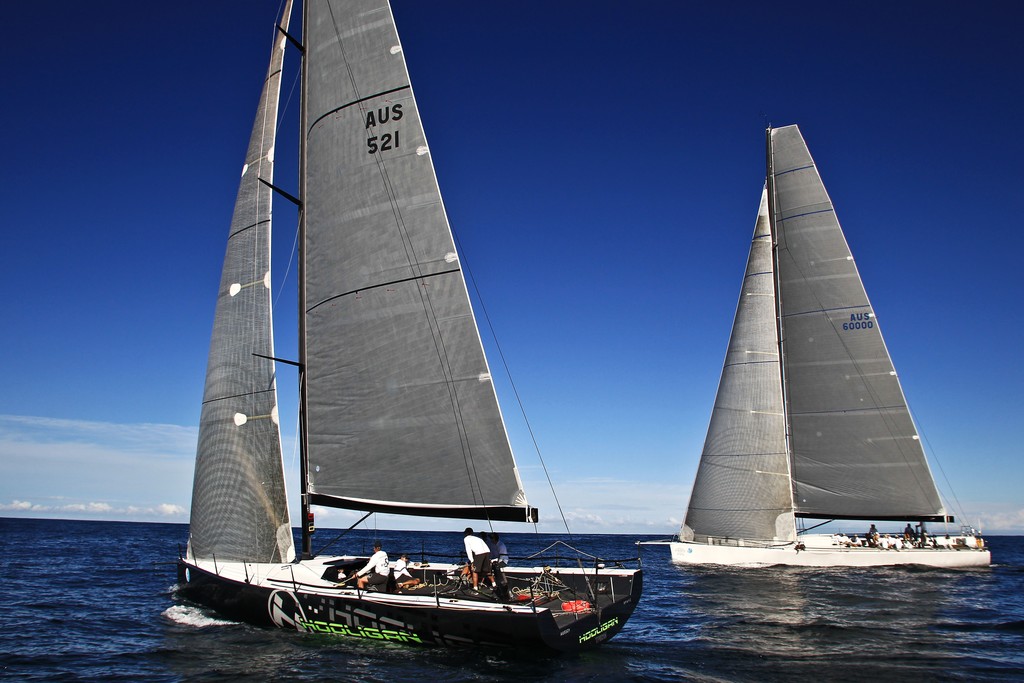 ’Hooligan’ (L) and ’Loki’ (R) during the NSW IRC Championships 2012 Sail Port Stephens Regatta hosted by Corlette Point Sailing Club Day 6. © Matt King /Sail Port Stephens 2012