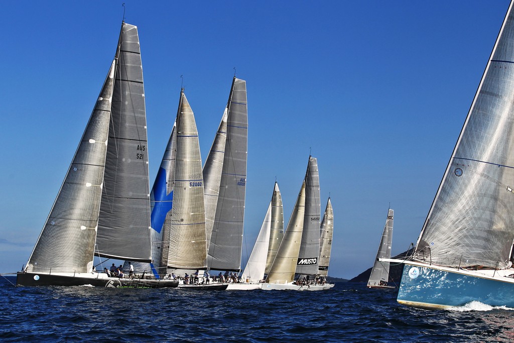 Start of race 2 during the NSW IRC Championships 2012 Sail Port Stephens Regatta hosted by Corlette Point Sailing Club Day 6. © Matt King /Sail Port Stephens 2012