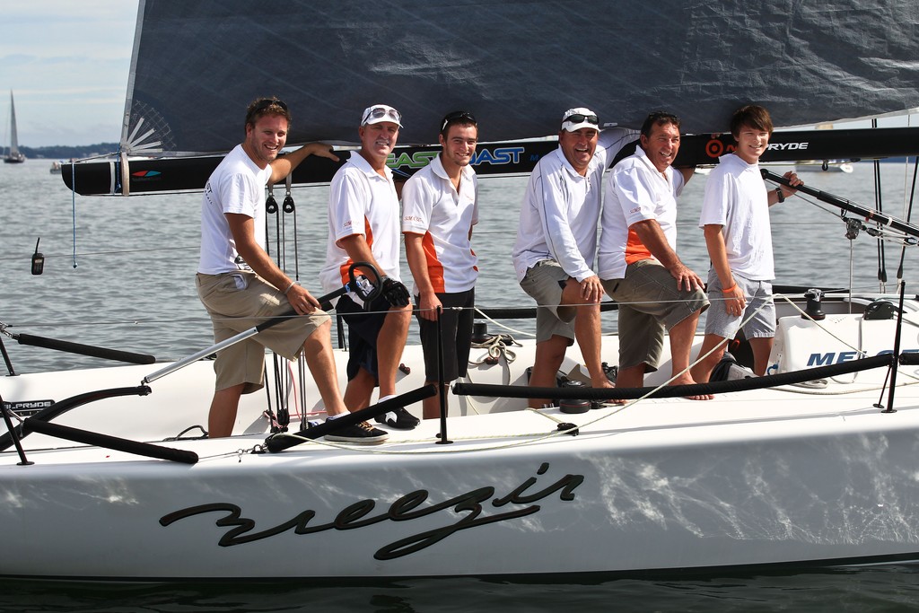 Crew of ’Breezin’ at the 2012 Sail Port Stephens Regatta hosted by Corlette Point Sailing Club Day 7. Picture by Matt King Sail Port Stephens Media Event &copy; Matt King /Sail Port Stephens 2012