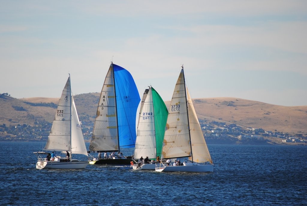 Dump Truck (A6) took line honours in a close race. - Barnes Bay Regatta 2012 © Rob Cruse