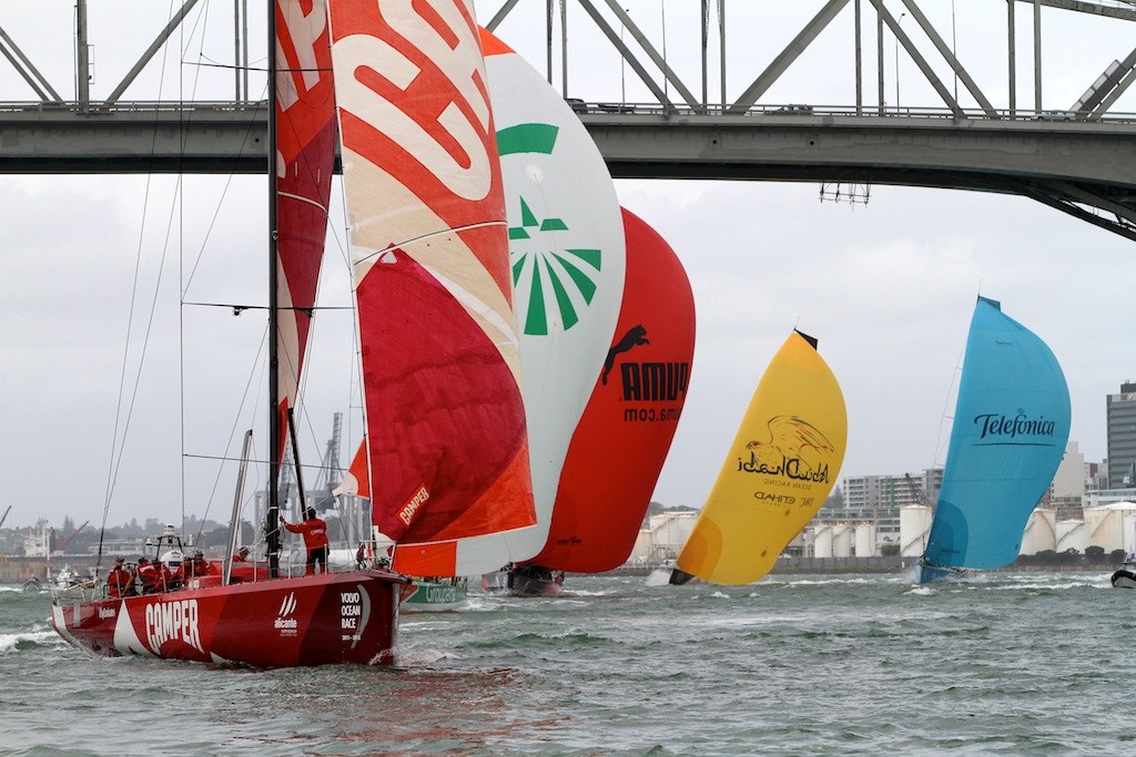 Camper with safe early spinnaker drop, Auckland in-port race - Volvo Ocean Race 2011 - 2012 © Greg Mulvaney - copyright http://www.gregmulvaney.com