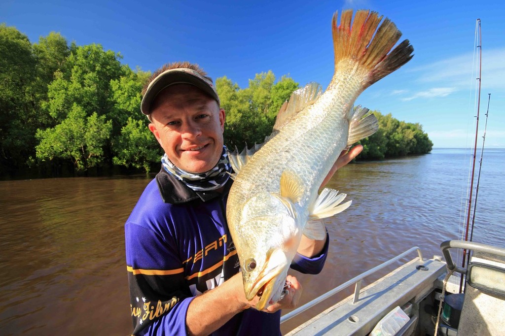Although there are some big barra around, this is about the standard size that can be caught. © Jarrod Day