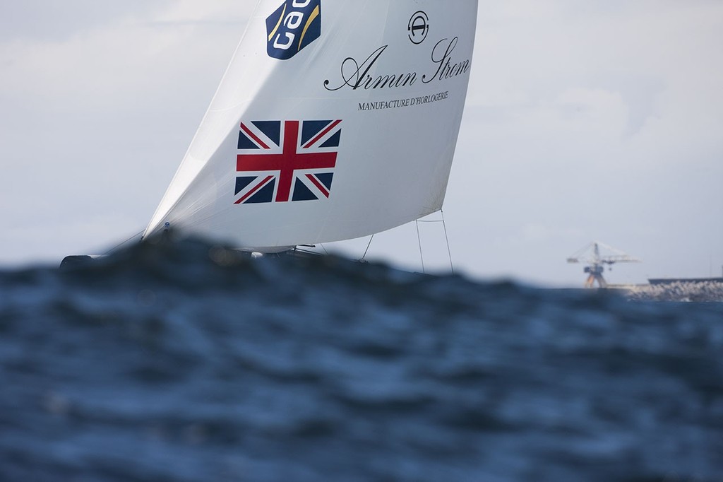 GAC Pindar sails through some rolling swells on day 1 of Act 4 in Porto - Extreme Sailing Series 2012 photo copyright Roy Riley / Lloyd Images http://lloydimagesgallery.photoshelter.com/ taken at  and featuring the  class