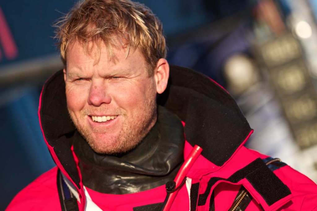 Casey Smith smiles during another full shift on deck after recovering from a painful back injury suffered on the first night of Leg 5. PUMA Ocean Racing powered by BERG during leg 5 of the Volvo Ocean Race 2011-12 © Amory Ross/Puma Ocean Racing/Volvo Ocean Race http://www.puma.com/sailing
