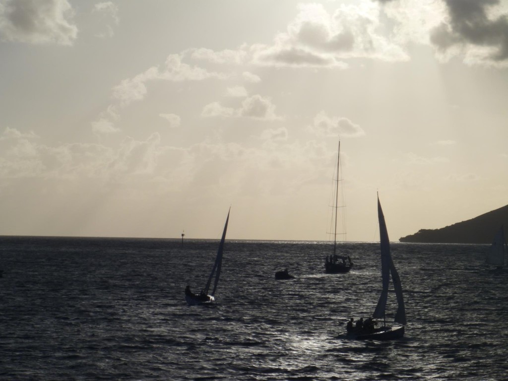 V5 is welcomed to Noumea by the Elliott6 fleet. &copy; Sail Noumea 2012 http://www.sailnoumea.com/