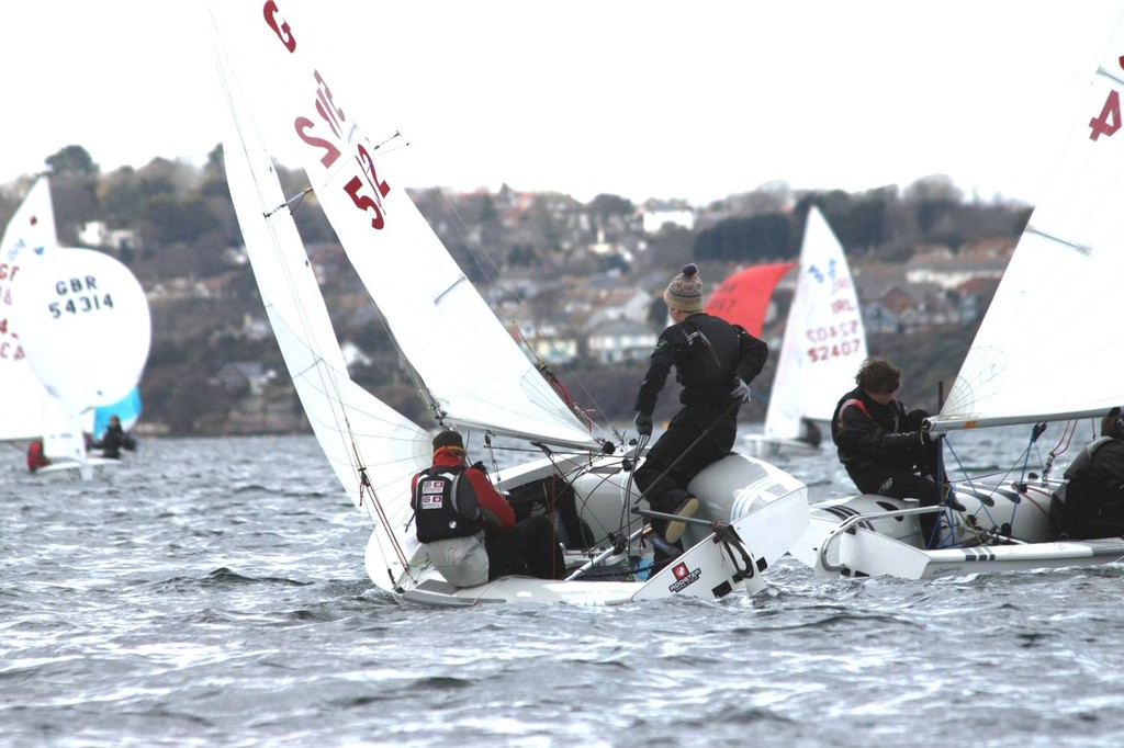 Action at the Weymoputh Spring champs, light winds notwithsanding!  Photo:© Tom Mapplebeck - UK 420 Curradinghy Spring championships 2012 © Tony Mapplebeck