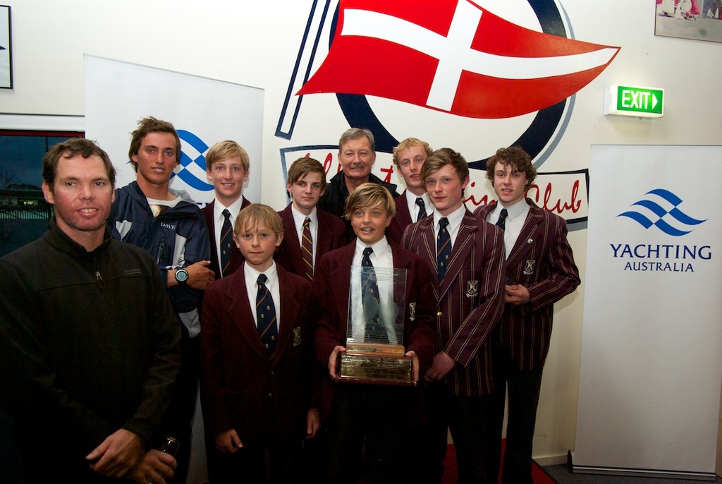 John Bertrand and winning Team Scotch College (WA) - 2012 Australian Schools Team Racing Championship photo copyright Luke Tupper taken at  and featuring the  class