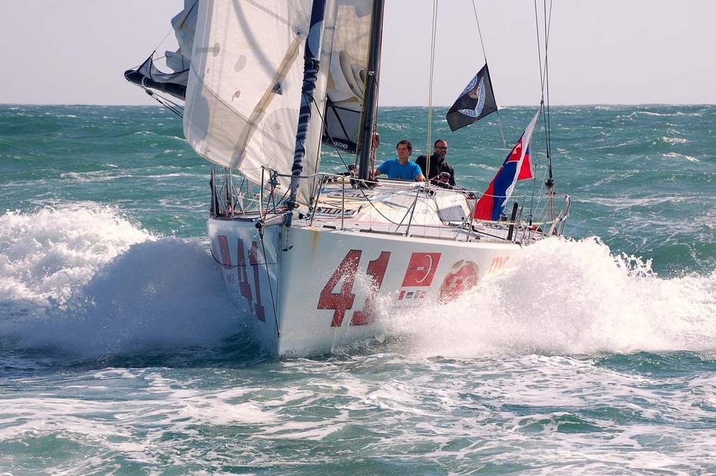 Marco Nannini and Sergio Frattaruolo thunder towards the finish line and second place - Global Ocean Race 2011-12 photo copyright Global Ocean Race http://globaloceanrace.com taken at  and featuring the  class