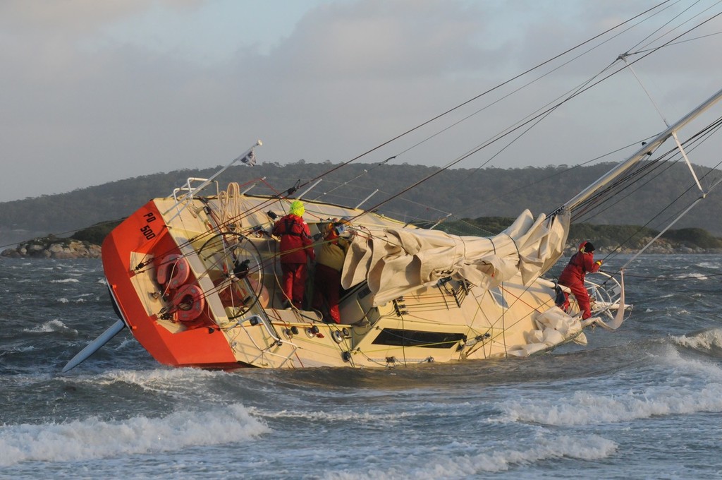 Despite a grounding and spending a full day on the beach, Haphazard was refloated without damage.  - H&R Block Three Peaks Race © Paul Scambler