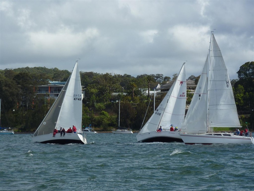 Close racing in race 1 - Northshore Nationals at Lake Macquarie 2011 photo copyright Rod Mackay taken at  and featuring the  class