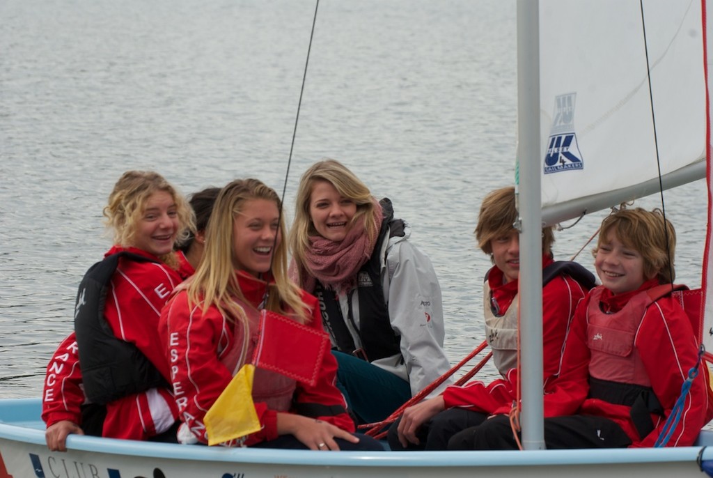 Jessica Watson sailing with Esperance Senior High School Sailors before the event. - Day 1 2012 Australian Schools Team Racing Championship photo copyright Luke Tupper taken at  and featuring the  class
