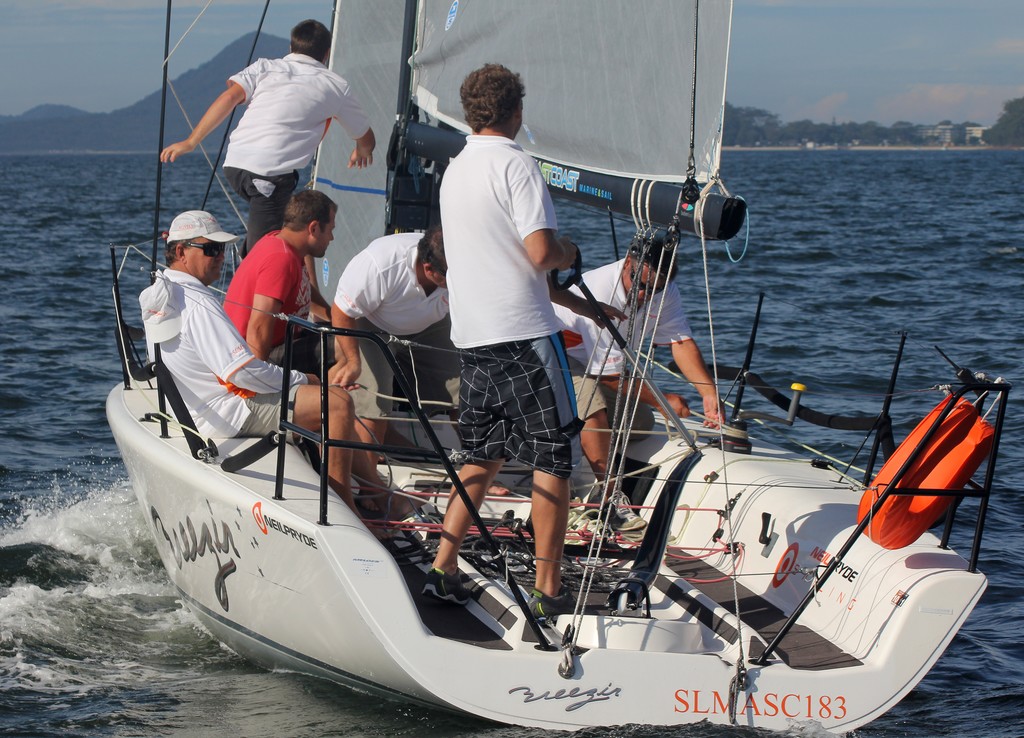 Breezin going about. Sail Port Stephens 2012 day 5  
 photo copyright Sail Port Stephens Event Media taken at  and featuring the  class