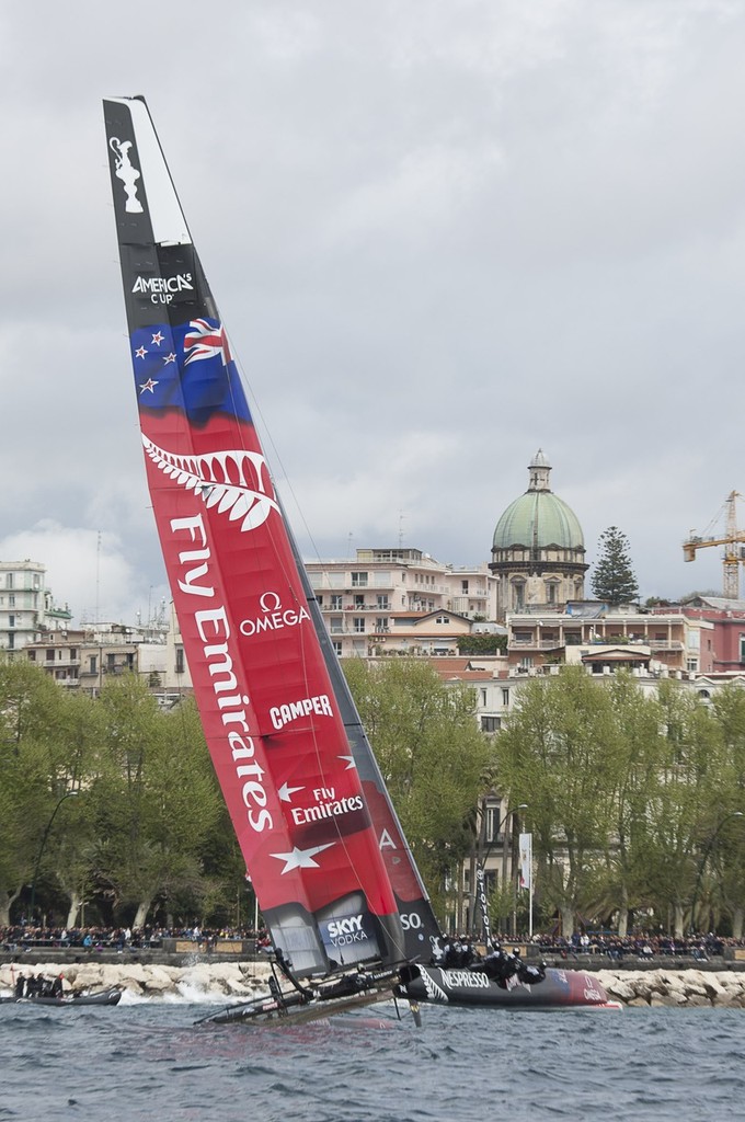 Emirates Team New Zealand competing in the speed trials on the last day of the America's Cup World Series regatta in Naples. 15/4/2012 - America’s Cup World Series Naples 2012 photo copyright Chris Cameron/ETNZ http://www.chriscameron.co.nz taken at  and featuring the  class