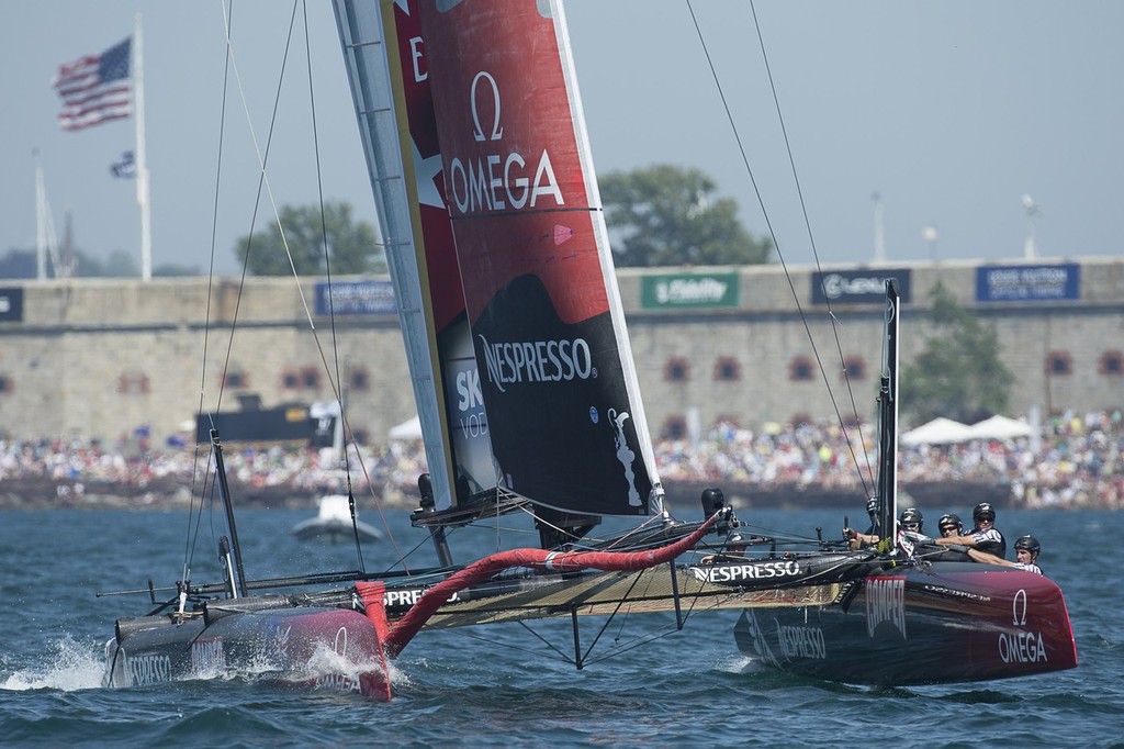 Emirates Team New Zealand in day threes first fleet race where the team finished third. America;s Cup World Series Regatta in Newport, Rhode Island, USA.  © Chris Cameron/ETNZ http://www.chriscameron.co.nz