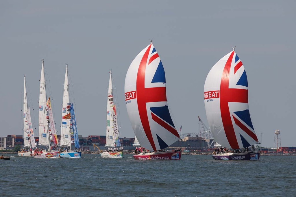 The Clipper Round the World Yacht Race fleet arrives in New York after performing a parade of sail to celebrate Queen Elizabeth IIÕs Diamond Jubilee. © Abner Kingman http://www.kingmanphotography.com