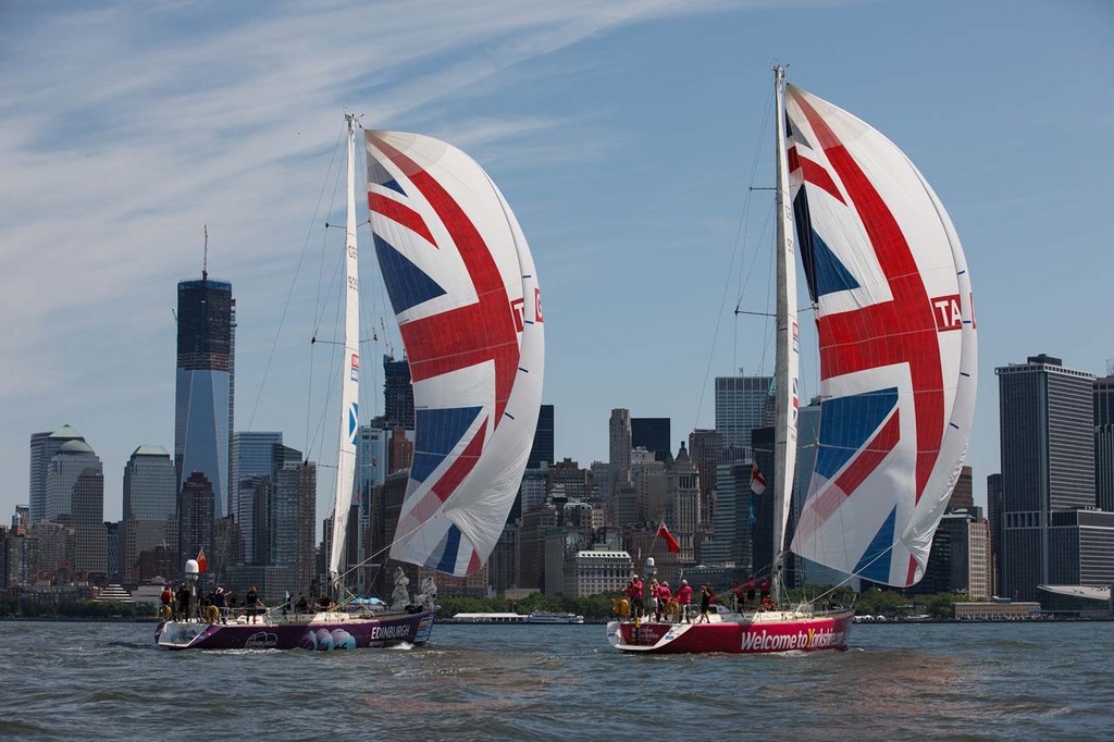 The Clipper Round the World Yacht Race fleet arrives in New York after performing a parade of sail to celebrate Queen Elizabeth IIÕs Diamond Jubilee. © Abner Kingman http://www.kingmanphotography.com