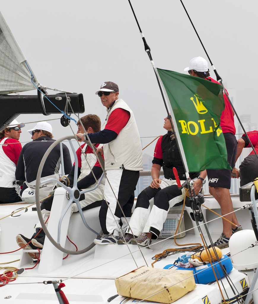 Rolex China Sea Race 2012 - Defending champion Neil Pryde at the wheel of Hi Fi ©  RHKYC/Guy Nowell http://www.guynowell.com/