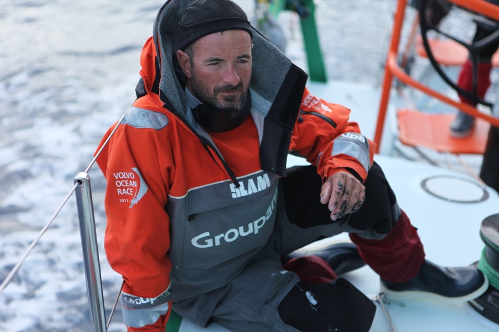 Day 11 - Damian Foxall onboard Groupama Sailing Team during leg 7 of the Volvo Ocean Race 2011-12 photo copyright Yann Riou/Groupama Sailing Team /Volvo Ocean Race http://www.cammas-groupama.com/ taken at  and featuring the  class