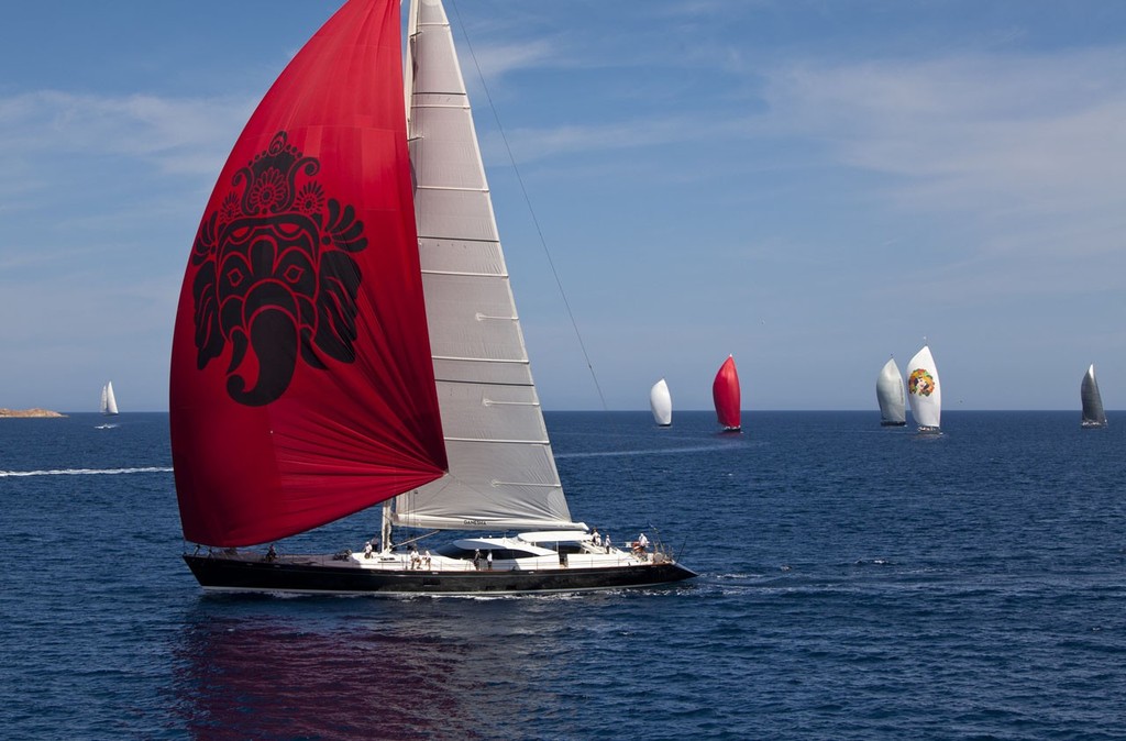 Ganesha in the foreground with the Cruising fleet behind - Loro Piana Superyacht Regatta 2012 photo copyright Jeff Brown taken at  and featuring the  class