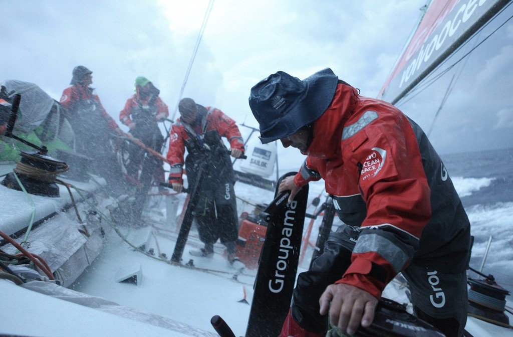 Groupama 4 during leg 7 of the Volvo Ocean Race 2011-12 photo copyright Yann Riou/Groupama Sailing Team /Volvo Ocean Race http://www.cammas-groupama.com/ taken at  and featuring the  class