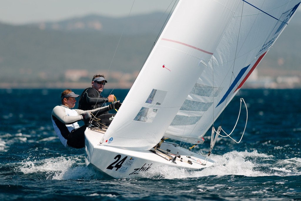 Bronze medalist in the 2004 Olympics, Xavier Rohart and Pierre-Alexis Ponsot (France), also part of the Zhik Sailing team seen here competing at Hyeres, France © Juerg Kaufmann go4image.com http://www.go4image.com