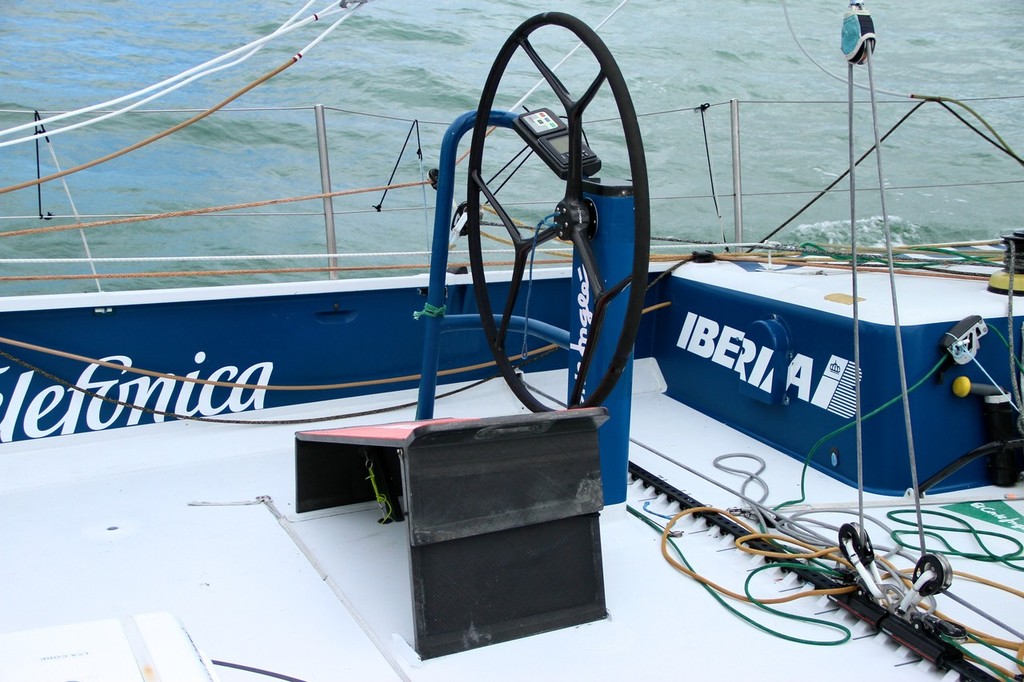 Steering wheel and helmsmans folding pedestal - Telefonica - Volvo Auckland Stopover, Practice Race photo copyright Richard Gladwell www.photosport.co.nz taken at  and featuring the  class