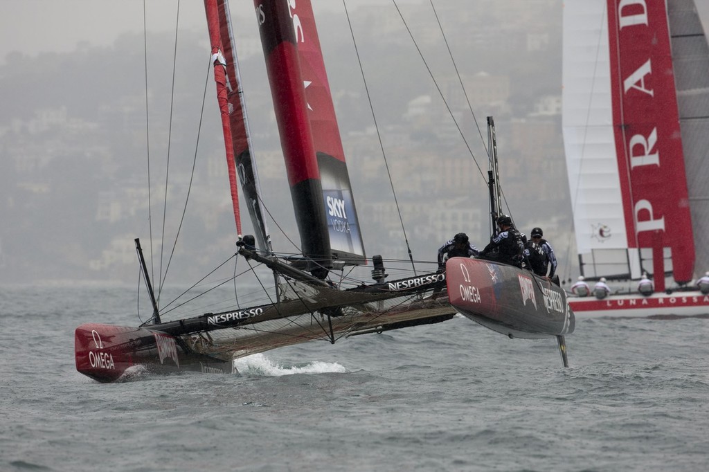 Emirates Team NZ lead Luna Rossa - America’s Cup World Series Naples 2012 - Race day 3 © ACEA - Photo Gilles Martin-Raget http://photo.americascup.com/