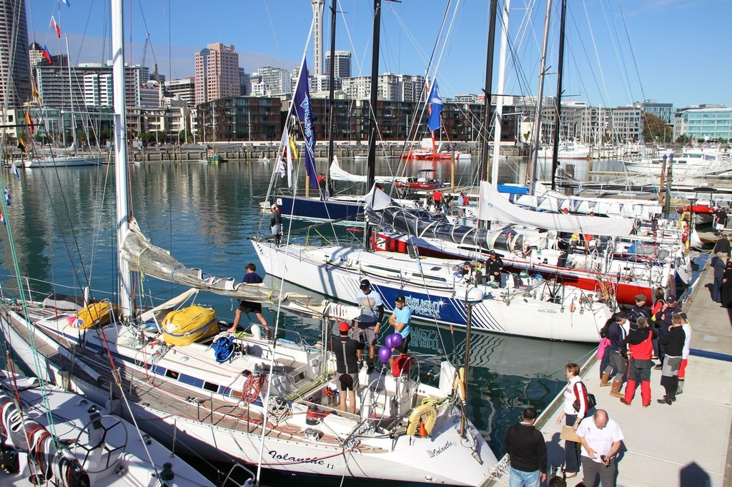 Iolanthe II (foreground) in Viaduct harbour, Auckland before the start of the Evolution sails Sail Noumea 2012 race. photo copyright Richard Gladwell www.photosport.co.nz taken at  and featuring the  class