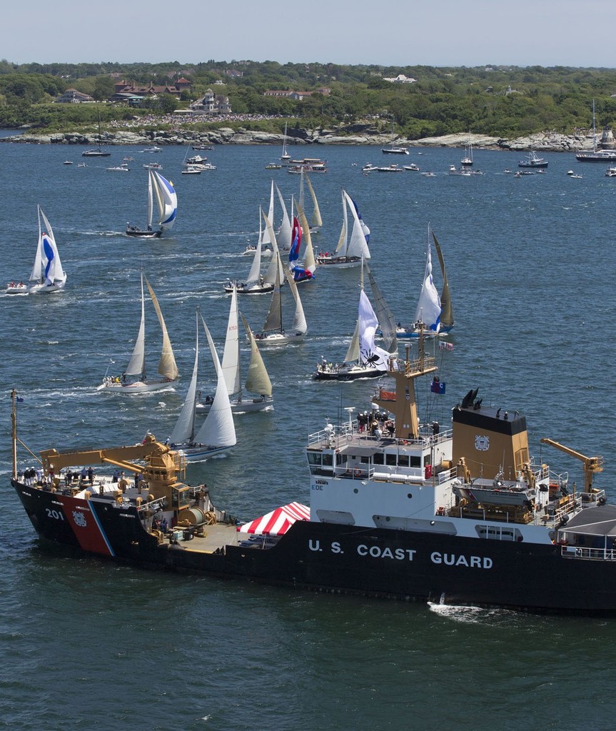 Swift - top left - approaching the start line on starboard - right of way gybe. © Daniel Forster/PPL