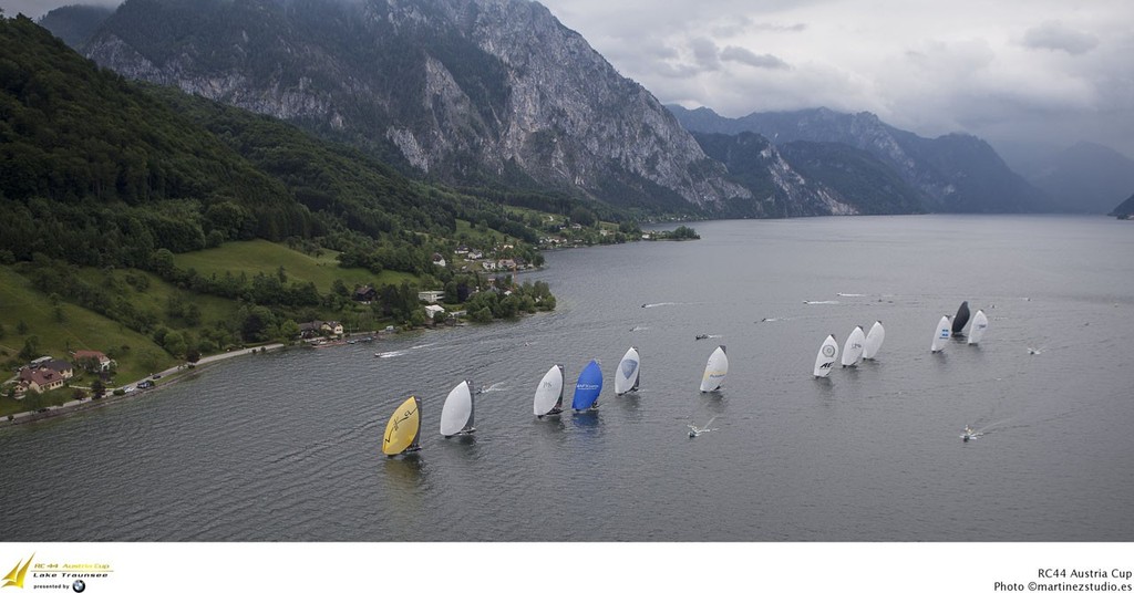 RC44 Austria Cup 2012 - The RC44 fleet on Lake Traunsee photo copyright MartinezStudio.es http://www.rc44.com taken at  and featuring the  class