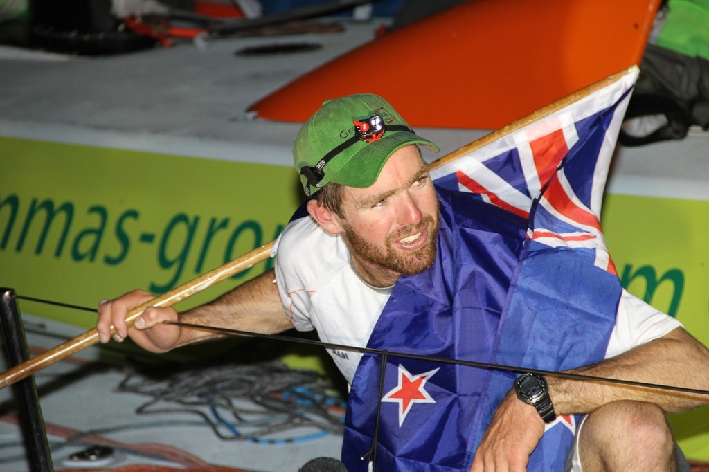 Winner of the Seamanship award Brad Marsh, proud to be into his home port, Auckland, after a near sinking north of New Zealand, while leading Leg of the 2011-12 Volvo Ocean Race © Richard Gladwell www.photosport.co.nz