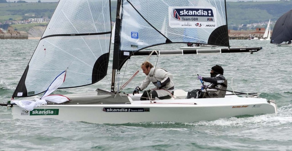 20120604  Copyright onEdition 2012©
Free for editorial use image, please credit: onEdition

Alexandera Rickham and Niki Birrell, (GBR) racing in the Skud class on the day 1 of the Skandia Sail for Gold Regatta, in Weymouth and Portland, the 2012 Olympic venue. The regatta runs from 4 - 11 June 2012, bringing together the world's top Olympic and Paralympic class sailors.
 
2012 marks the seventh edition of Skandia Sail for Gold Regatta. The inaugural event was held in 2006 when 264 boats from 22 photo copyright onEdition http://www.onEdition.com taken at  and featuring the  class