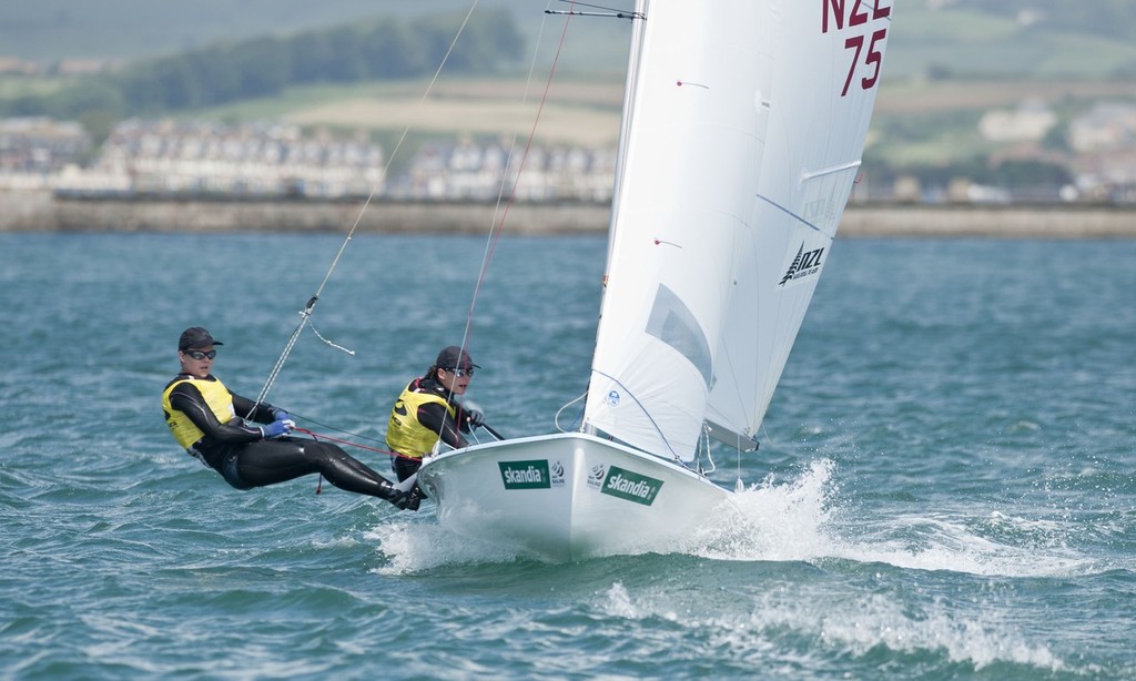 Jo Aleh and Olivia Polly Powrie (NZL) Gold medal winners racing in the 470 Women class on day 6 of the Skandia Sail for Gold Regatta, in Weymouth © onEdition http://www.onEdition.com