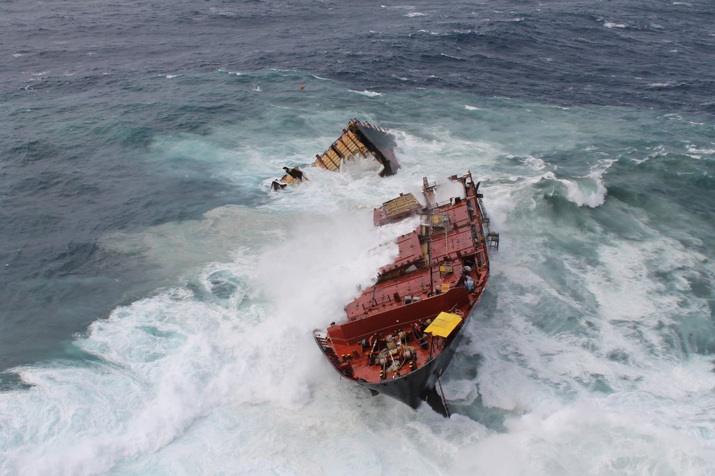 Rena breaks up on Astolabe Reef, Tauranga 3 April 2012 photo copyright Maritime NZ www.maritimenz.govt.nz taken at  and featuring the  class