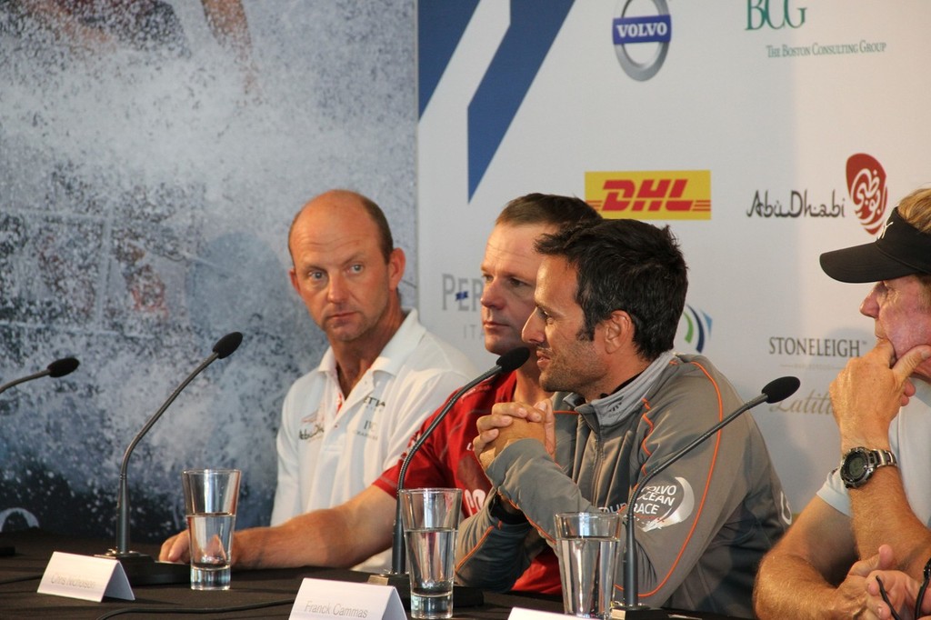 Franck Cammas makes a point,  - Volvo Ocean Race - Skippers Media Conference, March 16, 2012 photo copyright Richard Gladwell www.photosport.co.nz taken at  and featuring the  class