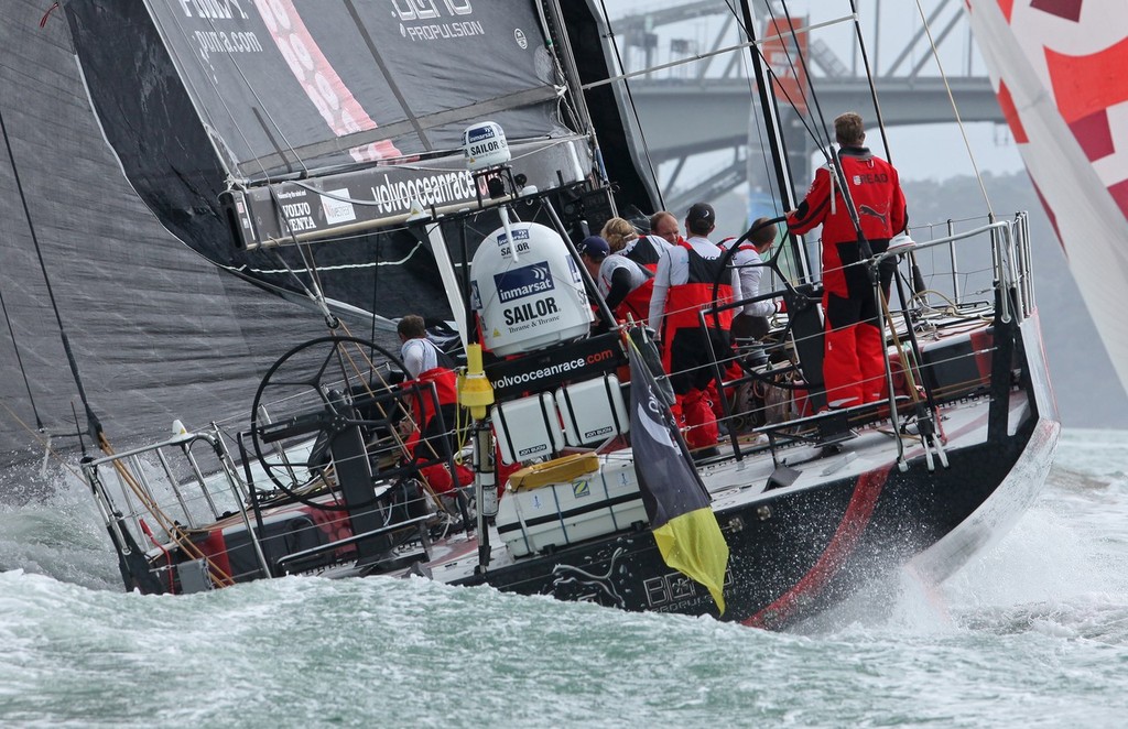 Puma Powered by Berg chases Camper to the leeward mark before the fleet  heads to sea at the start of Leg 5 - Volvo Ocean Race 2012 © Crosbie Lorimer http://www.crosbielorimer.com
