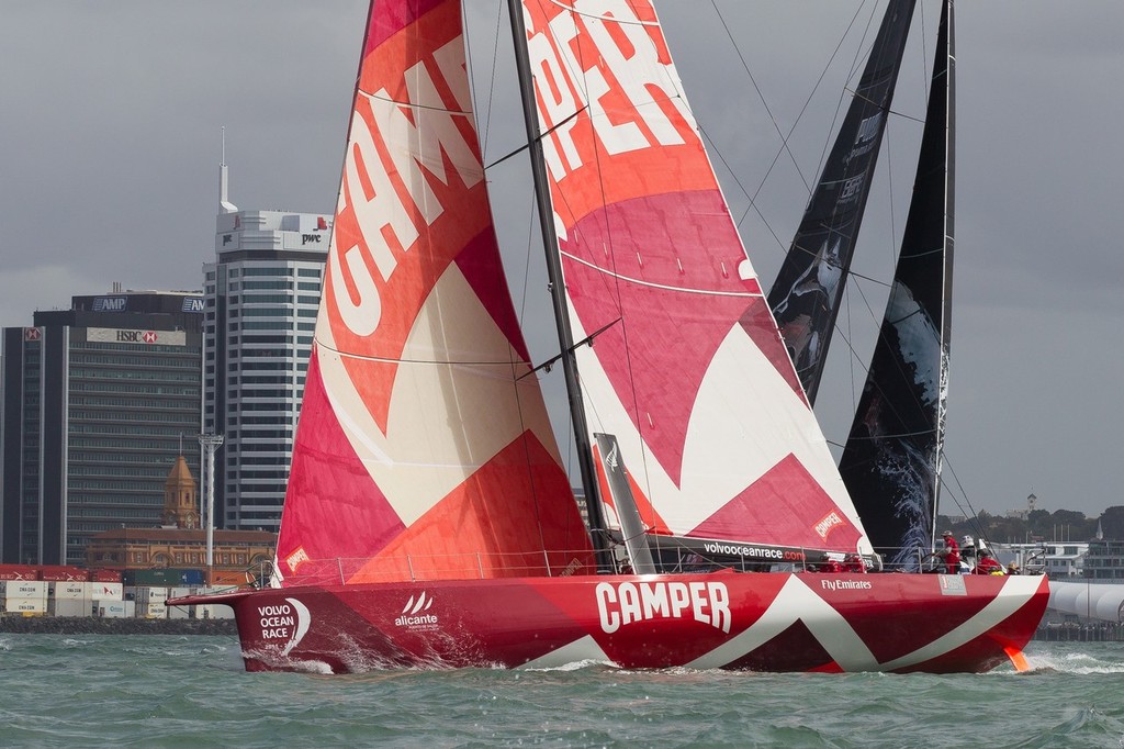 CAMPER with Emirates Team New Zealand, skippered by Chris Nicholson from Australia, heading across the race course from PUMA Ocean Racing powered by BERG, during the Auckland In-Port Race, in the Volvo Ocean Race 2011-12. (Credit: IAN ROMAN/Volvo Ocean Race) - Volvo Ocean Race, In Port Race, Auckland March 17, 2012 photo copyright Ian Roman/Volvo Ocean Race http://www.volvooceanrace.com taken at  and featuring the  class
